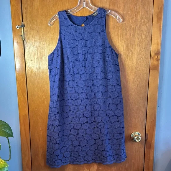 Tommy Bahama | Dresses | Tommy Bahama Blue Halter Sheath Eyelet Dress Sz M  0 Cotton | Poshmark